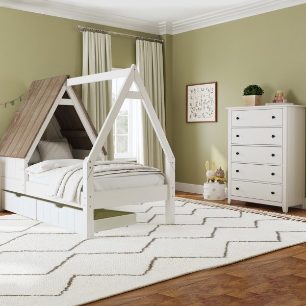 Lodge Twin Bed w/ Half Roof & Window | Cookies & Cream - Image 2