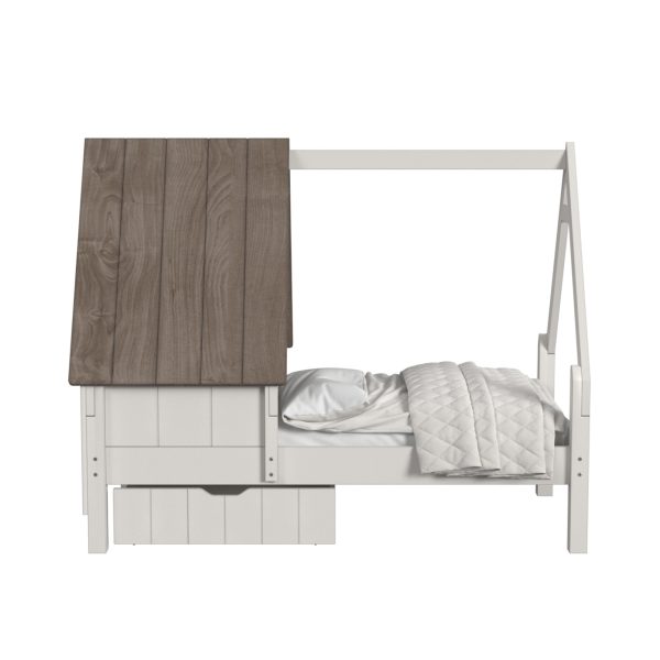 Lodge Twin Bed w/ Half Roof & Window | Cookies & Cream - Image 4