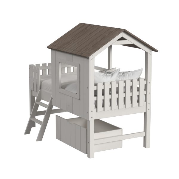 Lodge Complete Bed w/ Ladder and Fencing | Cookies & Cream - Image 4