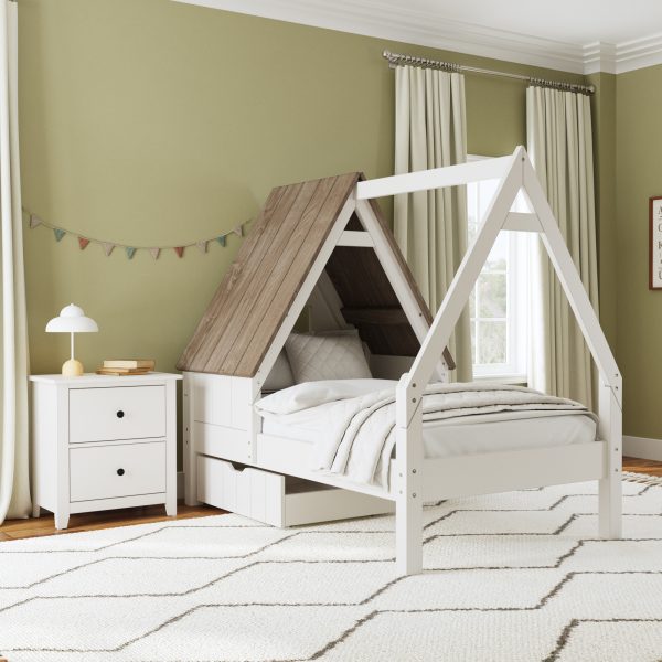 Lodge Twin Bed w/ Half Roof & Window | Cookies & Cream