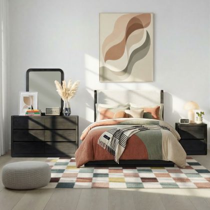 Modena Full Uph. Bed | Midnight Blue