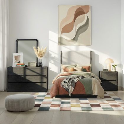 Modena Twin Uph. Bed | Midnight Blue