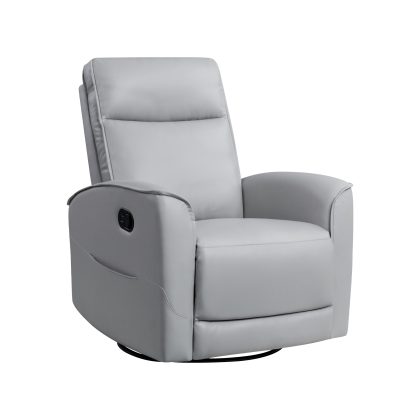 Calvin Leather Manual Glider | Dove Gray